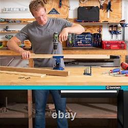 DURATECH 72 Heavy-Duty Adjustable Workbench Rubber Wooden Top 6 ft Workstation