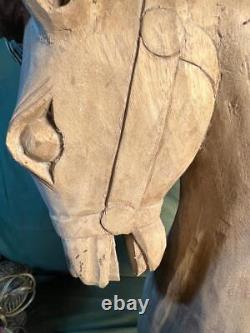 Decorative Carved Wood Horse Head Art Sculpture Bust Carving Equestrian Statue