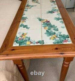 Dining Table Small Pine ITALY WOOD Hand Painted Tiles Signed 4.58' x 2' Kitchen