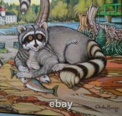 Direct from the artist Original oil painting / Raccoons, Brandywine River De