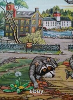 Direct from the artist Original oil painting / Raccoons, Brandywine River De