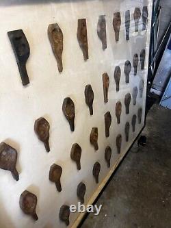 Display Of 36 Japanese Kashigata Wood Cake Mold Handcarved Original from Japan