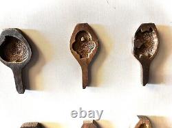 Display Of 36 Japanese Kashigata Wood Cake Mold Handcarved Original from Japan