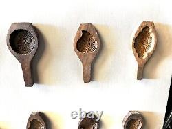 Display Of 36 Japanese Kashigata Wood Cake Mold Handcarved Original from Japan