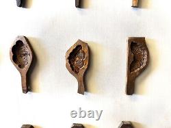 Display Of 36 Japanese Kashigata Wood Cake Mold Handcarved Original from Japan