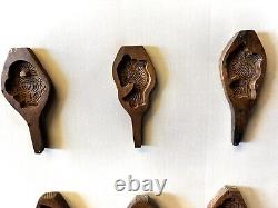 Display Of 36 Japanese Kashigata Wood Cake Mold Handcarved Original from Japan