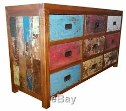Dresser / Chest With 9 Drawers Made From Recycled Teak Wood Boats
