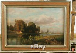 E. Staudt Oil Painting Antique 1889 View From Frankfurt At Main Cathedral