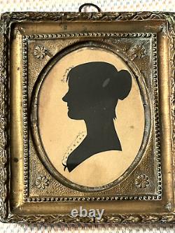 Early 19th Century Pair of Framed Silhouettes Set Couple from Newburyport, MA