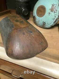 Early 19th century wood dough bowl trencher original blue paint from Maine