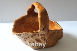 Early Chinese Burl wood signed fruit bowl from prominent estate collection
