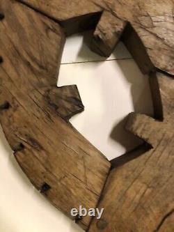 Early Primitive Handmade Decorative Woodpegged Wheel from Old Cart PR722-M