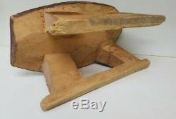 Early Primitive Opium HEADREST / Pillow Hand Carved from One Piece of Wood
