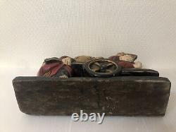 Ebisu Daikoku Japanese wood antique 15.3 x 4.5 x 6.7 inches 105.8 oz From Japan