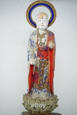 Enlightened Monk Figure XXL Woodcarving Buddhist Art Original from Japan 1028C4