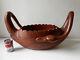Extra Large Swan Pair Wood Basket Carved From One Piece Twin Head & Neck Bowl