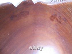 Extra Large SWAN Pair Wood Basket Carved From One Piece Twin Head & Neck Bowl