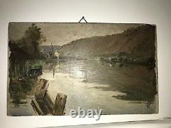 Extremely rare and beautiful painting from 1905 Godinne Meuse size 9x6 Inches