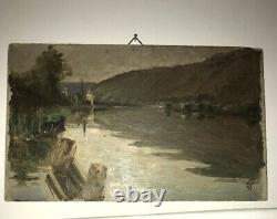 Extremely rare and beautiful painting from 1905 Godinne Meuse size 9x6 Inches