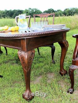 FABULOUS Antique Chippendale SOLID MAHOGANY Dining Room Table c1900 from Wales