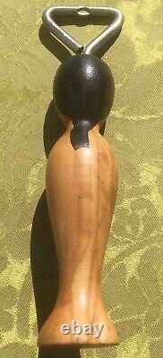 FRENCH 1920s RISQUE BOTTLE OPENEREROTIC ADAM & EVEHAND PAINTED CARVED WOODNEW
