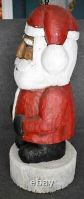 Fabulous 1991 B William Yunker Signed Black Santa Carved From Single Pc Of Wood