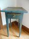 Fantastic Hepplewhite Table/stand From Maine-original Blue Paint C1840
