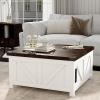 Farmhouse Lift Top Coffee Table With Storage Charging Station Square Center Table