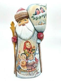 Figure Carved from wood Russian Santa Claus 10 Handmade Painting Signature