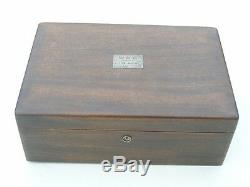 Fine Antique Walnut Wood Hinged Cigar Box Silver Plaque WRQ From The Boys 1922