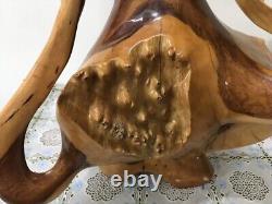 Fine Art Wood Hand-carved Vase Figural From Ancient Roots Primitive Heavy