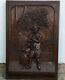 French Antique Hand Carved Panel In Solid Chestnut Wood From Brittany