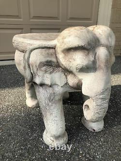 From Mike Tyson's Former Estate Hand Carved Painted Wood Elephant Stool/table