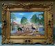 From The Artist C. Messina, Listed Original Oil Painting Sheep And Vineyard