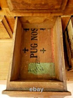 Fun Primitive Cabinet Drawers Made from Antique Wood Cigar Boxes