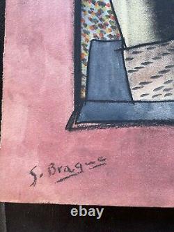 GOERGES BRAQUE -WATERCOLOR ON ORIGINAL CARDBOARD FROM THE 20s FRAMED