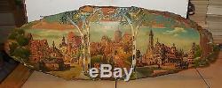 Georg heisswolf rothenburg Painted City Scape on Piece Of Bark From Tree RARE