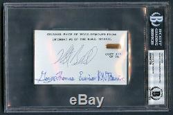 George Thomas & Robert Ballard signed 3x5 with Wood from Titanic Lifeboat #6 BAS