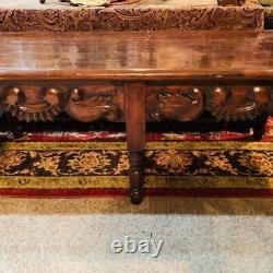 Gorgeous Antique Handmade Rolled Arm Bench from Spain