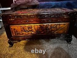 Gorgeous Chinese carved chest crafted from camphor wood 28