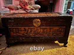 Gorgeous Chinese carved chest crafted from camphor wood 28