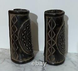 Gorgeous Rare Pair Of Ashanti People Carved Wood Bracelets From Ghana