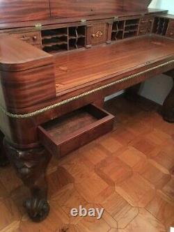 Gorgeous antique office display desk table sturdy wood made from grand piano