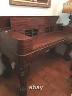 Gorgeous antique office display desk table sturdy wood made from grand piano
