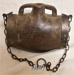 Great Antique Wooden Canteen, Carved From One Piece Of Wood