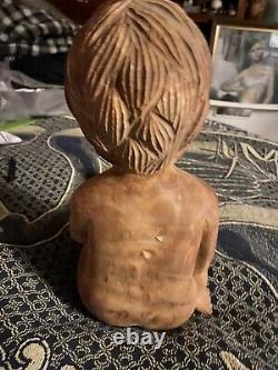 Hand Carved 21 From Toe To Head. Wooden Folk Art Piece Nice Simple