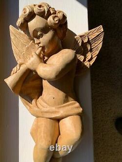Hand Carved Angels with musical instruments from Europe 11 inches tall