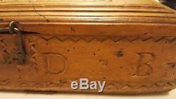 Hand Carved Bible Box Dated 1770 in French from Solid Log or Beam