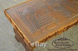 Hand Carved Mayan Tribal Carved Coffee Table from Honduras
