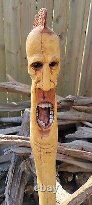 Hand Carved Wooden Walking Stick 54 Made from Mississippi Cedar